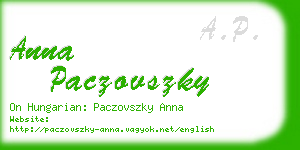 anna paczovszky business card